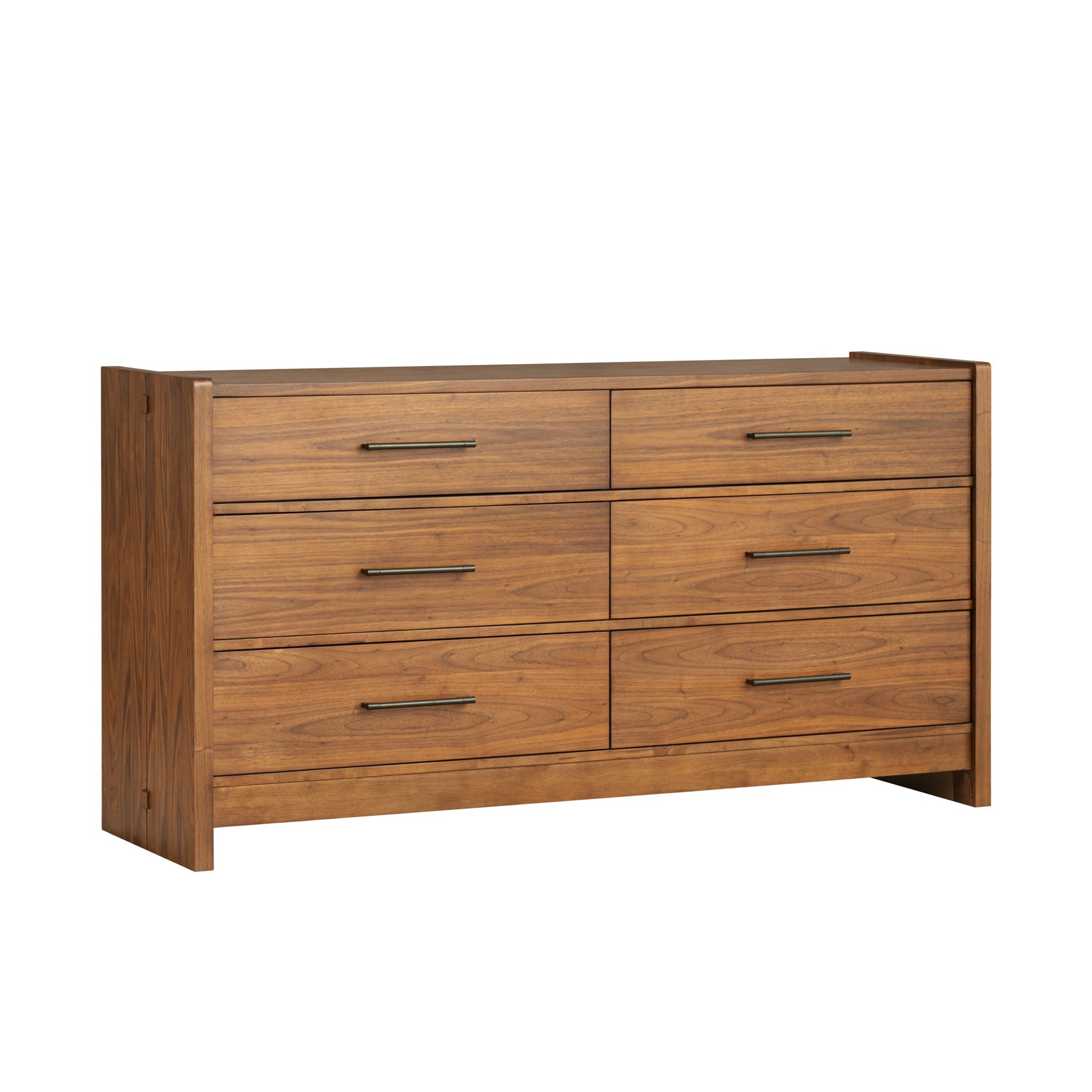 Dresser Walnut product Features An architectural, transitional style with eye-catching mixed