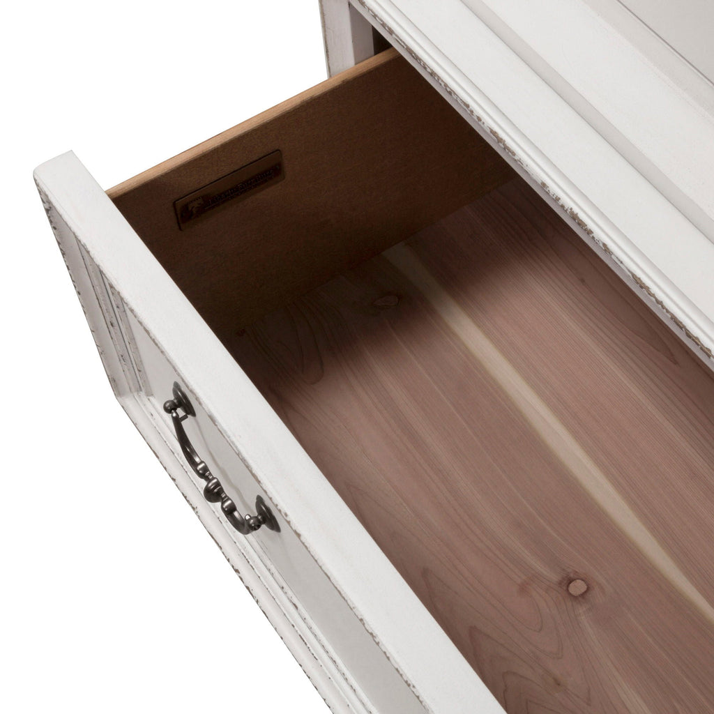 Armoire blanche Caractéristiques du produit Coulisses latérales métalliques à extension complète, tiroirs à queue d'aronde française et anglaise