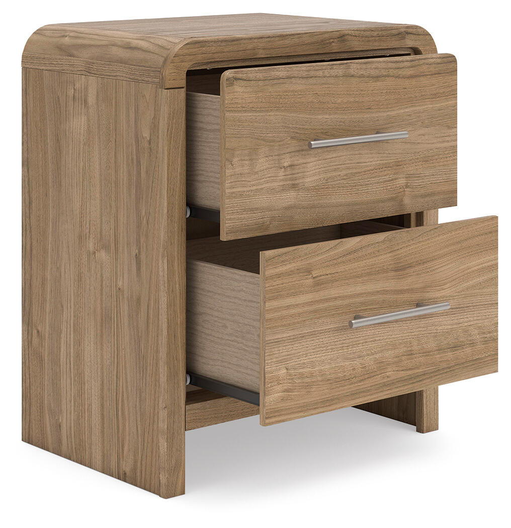 Deux tables de chevet de couleur marron naturel, dimensions intérieures supplémentaires (2) : 0 Caractéristiques du produit Fabriquées avec un matériau conçu