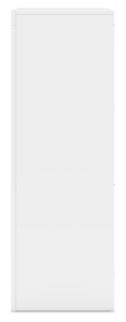 Cinq tiroirs de rangement blancs à la finition impeccable, ce qui confère une sensation de légèreté et de facilité, tandis que de spacieux s