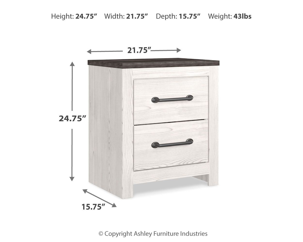 Two Nightstand S d White / Gray additional Dimensions interior (2): 0 Product Features Made of engineered wood