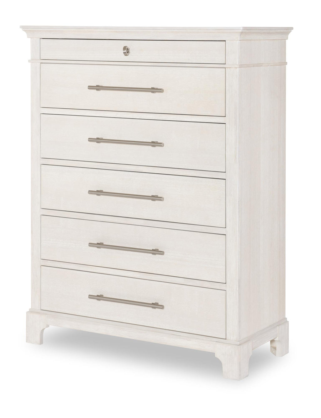 Chest crafted of Ash veneer and Select Hardwood Solids, the fresh finish delivers a
