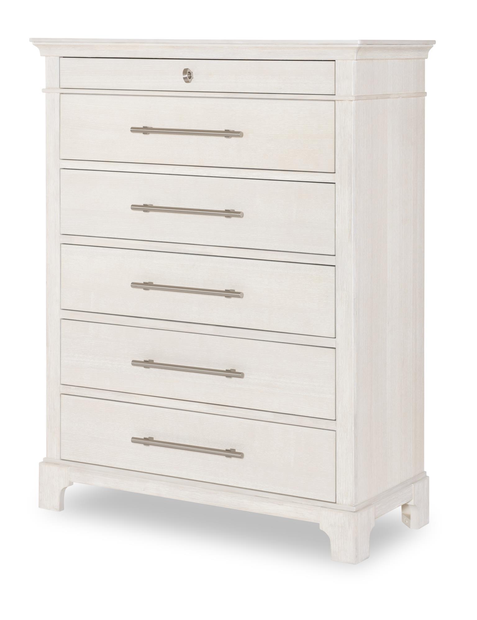 Chest crafted of Ash veneer and Select Hardwood Solids, the fresh finish delivers a