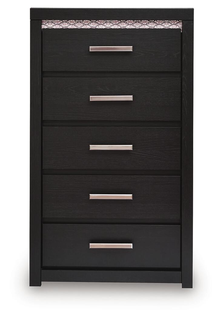 Five Chest Black product Features Made with engineered wood (MDF/particleboard/plywood) and