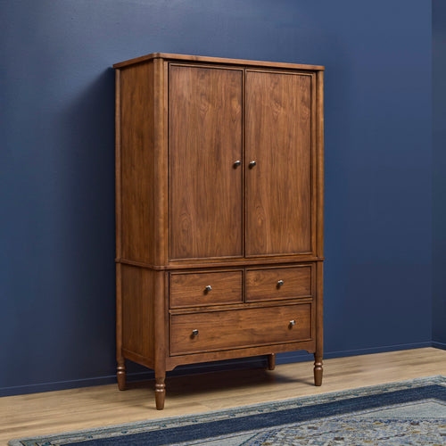 Armoire en noyer Caractéristiques du produit Style néo-traditionnel avec pieds tournés et détails de fleuron