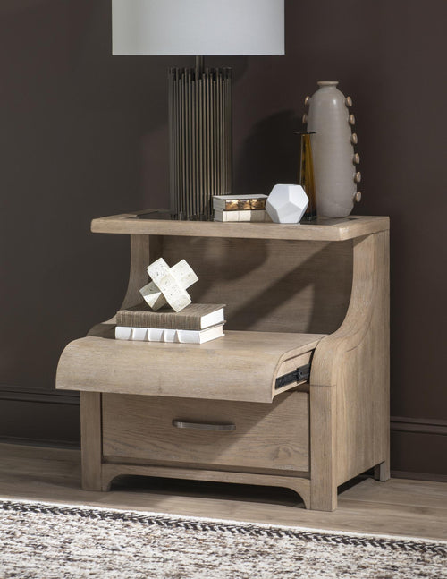 1 Nightstands d product Features Soft Finish Gentle Case Shaping Brushed Silver Hardware 1