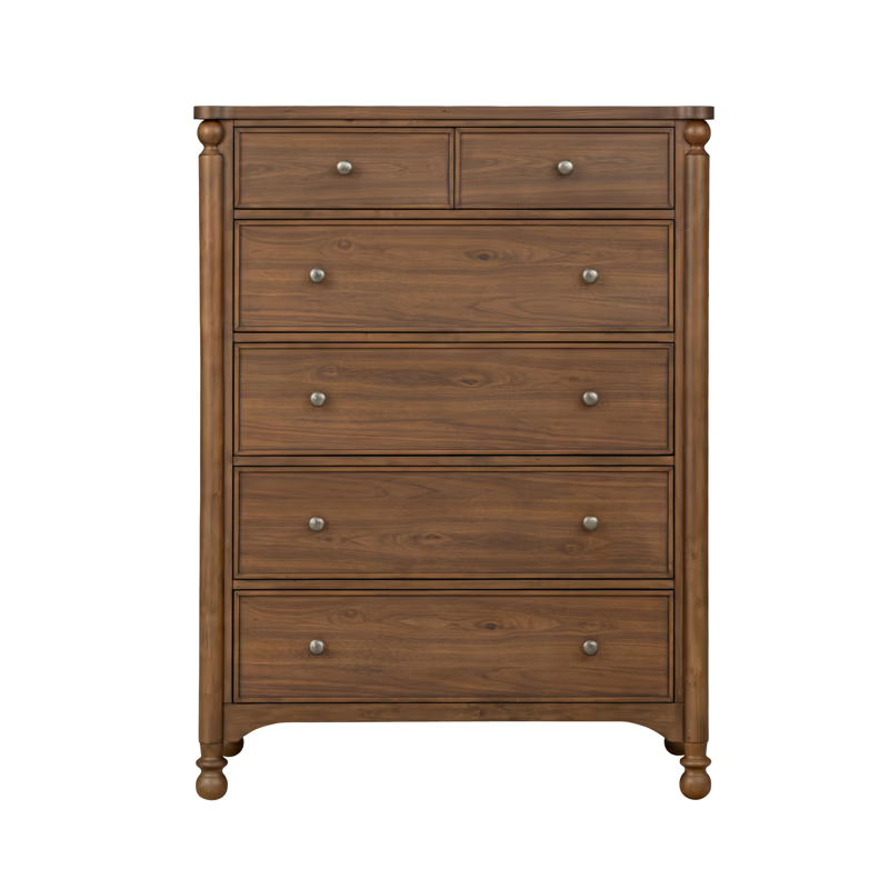 Chest Walnut product Features New traditional style with turned legs and finial details