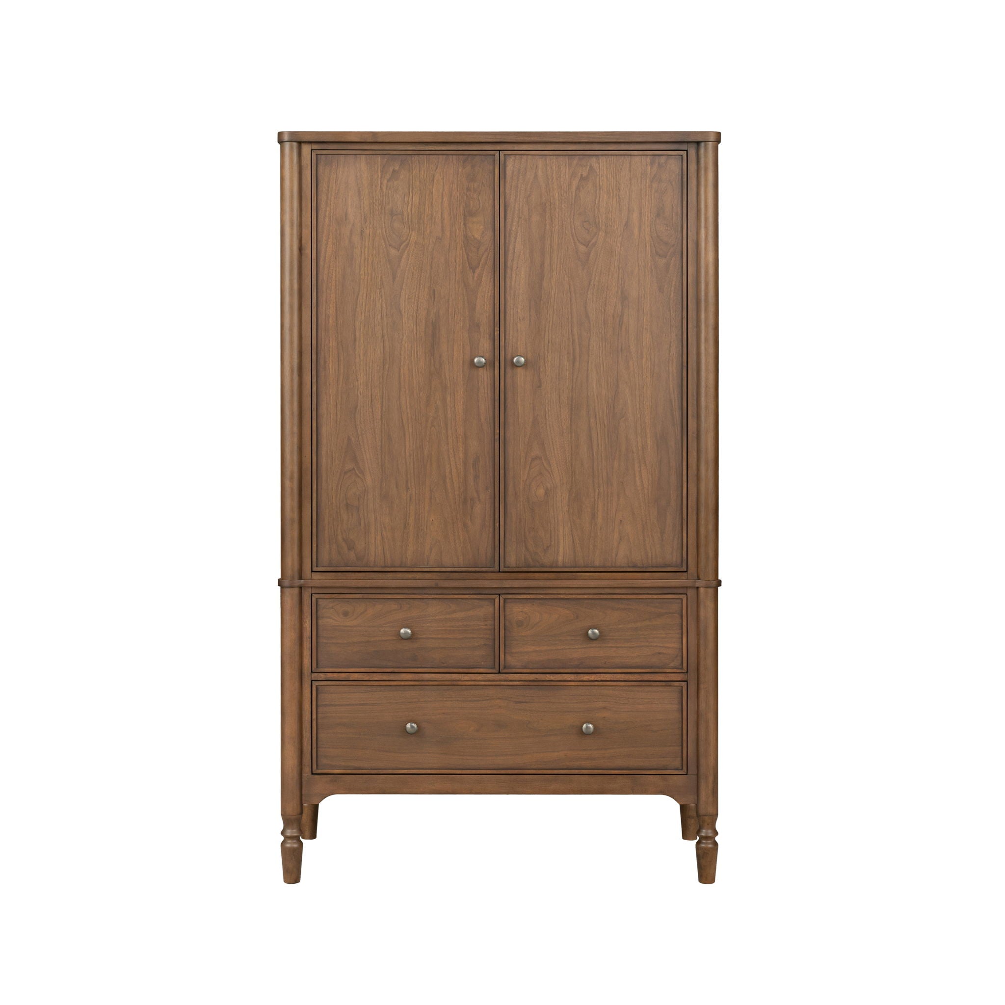 Armoire Walnut product Features New traditional style with turned legs and finial details