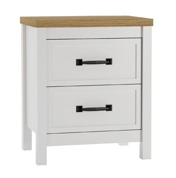 Two Nightstand S d White / Brown product Features Made with engineered wood (MDF/particleboard/plywood) and