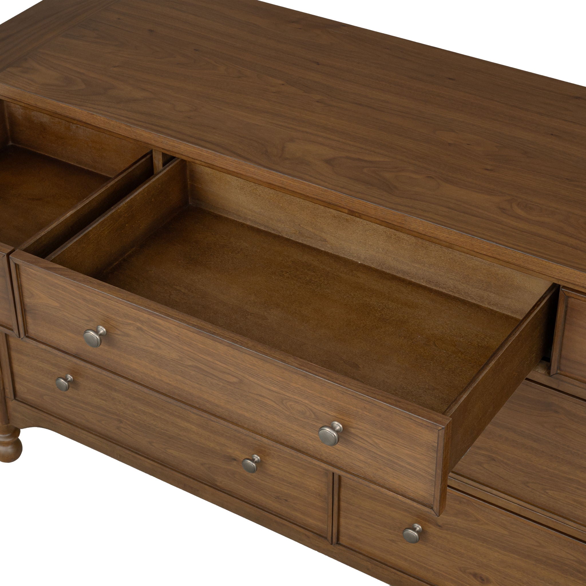 Dresser Walnut product Features New traditional style with turned legs and finial details