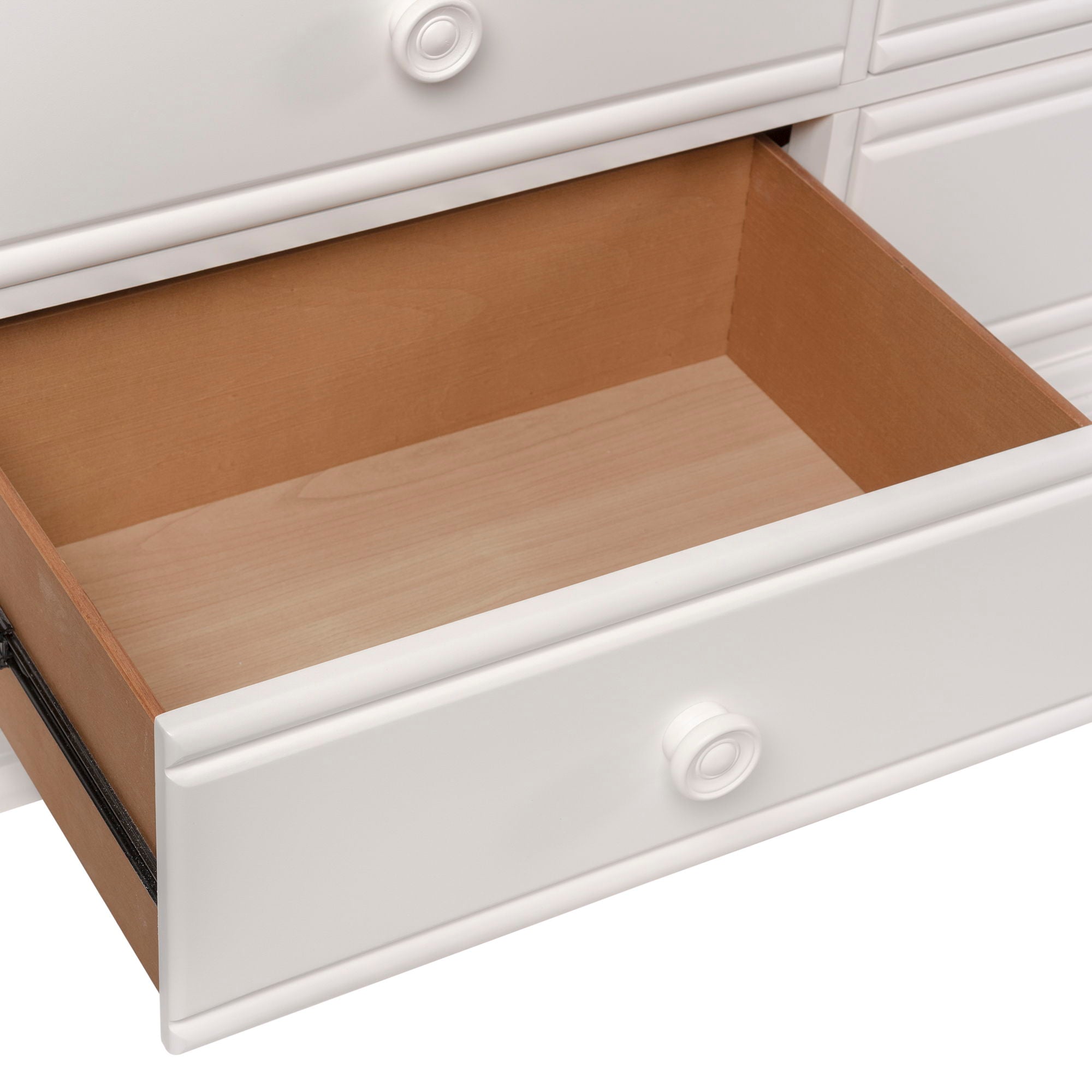 Dresser features the best of cottage with louvered panel accents in an Oyster white