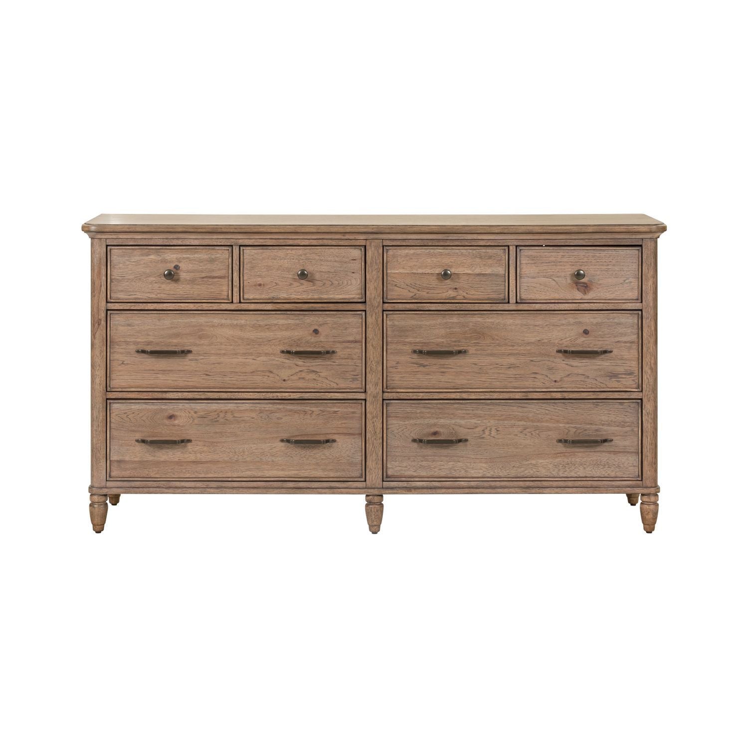 6 Chest Brown product Features Brass Bar Pull & Knob Hardware Simplified Step Moldings