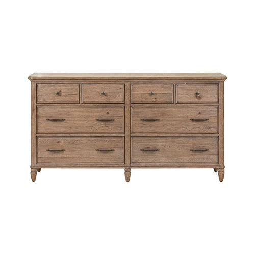 6 Chest Brown product Features Brass Bar Pull & Knob Hardware Simplified Step Moldings