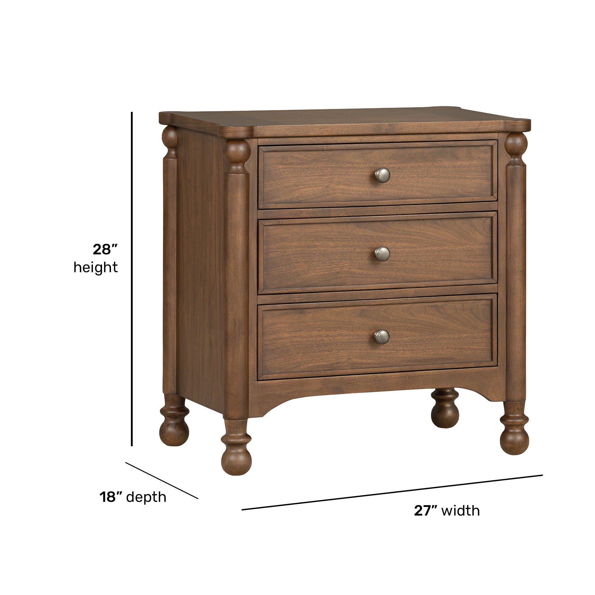 Nightstands d Walnut product Features New traditional聽style with turned legs and finial details