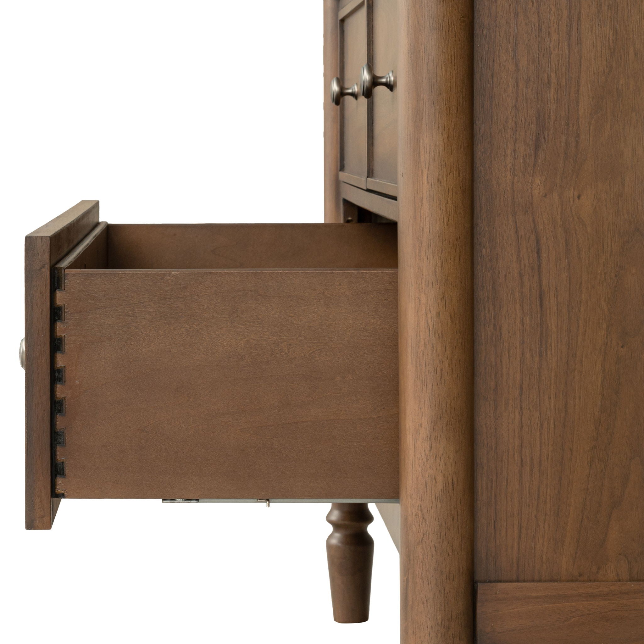 Armoire Walnut product Features New traditional style with turned legs and finial details