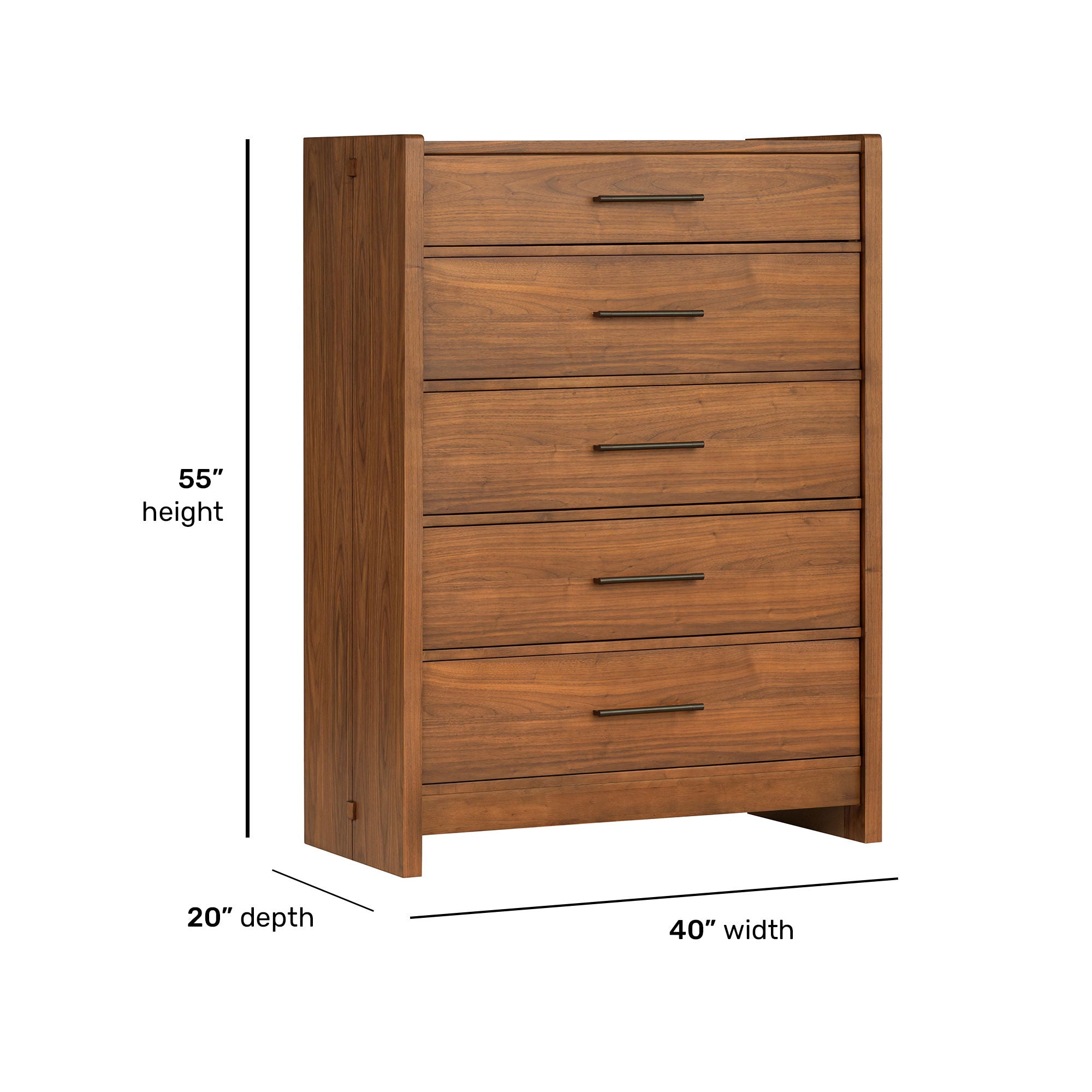 Chest Walnut product Features An architectural, transitional style with eye catching mixed