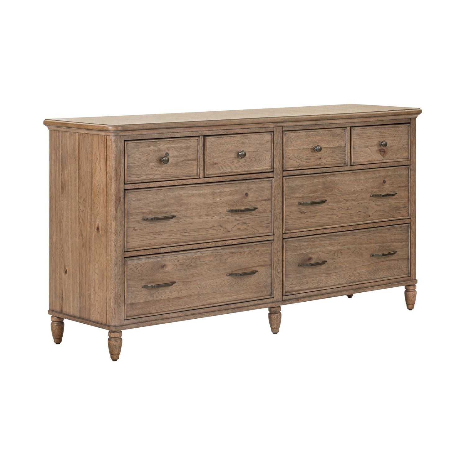 6 Chest Brown product Features Brass Bar Pull & Knob Hardware Simplified Step Moldings