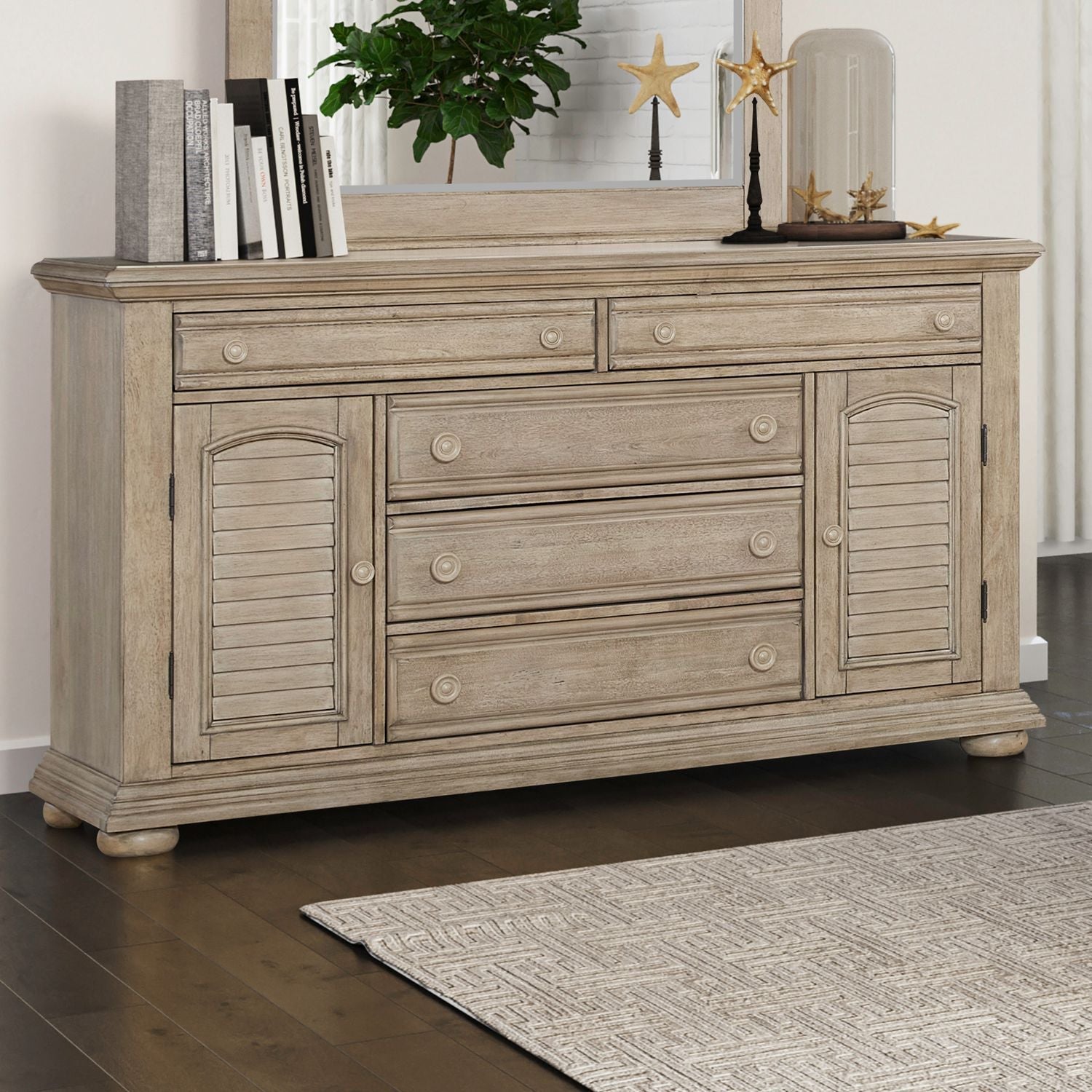 2 Door 5 Dresser Product Features Full Extension Metal Side Glides French &
