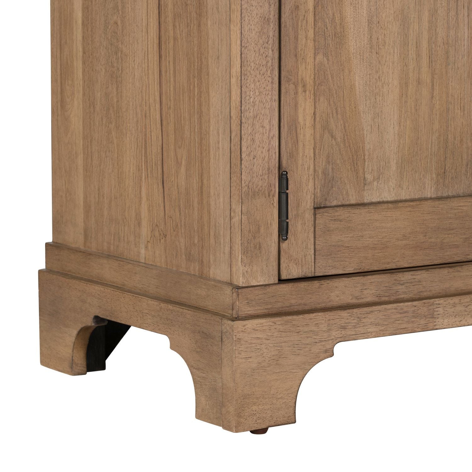 Armoire beige, caractéristiques du produit : quincaillerie bouton en laiton, glissières latérales métalliques (45 mm), façade cannelée