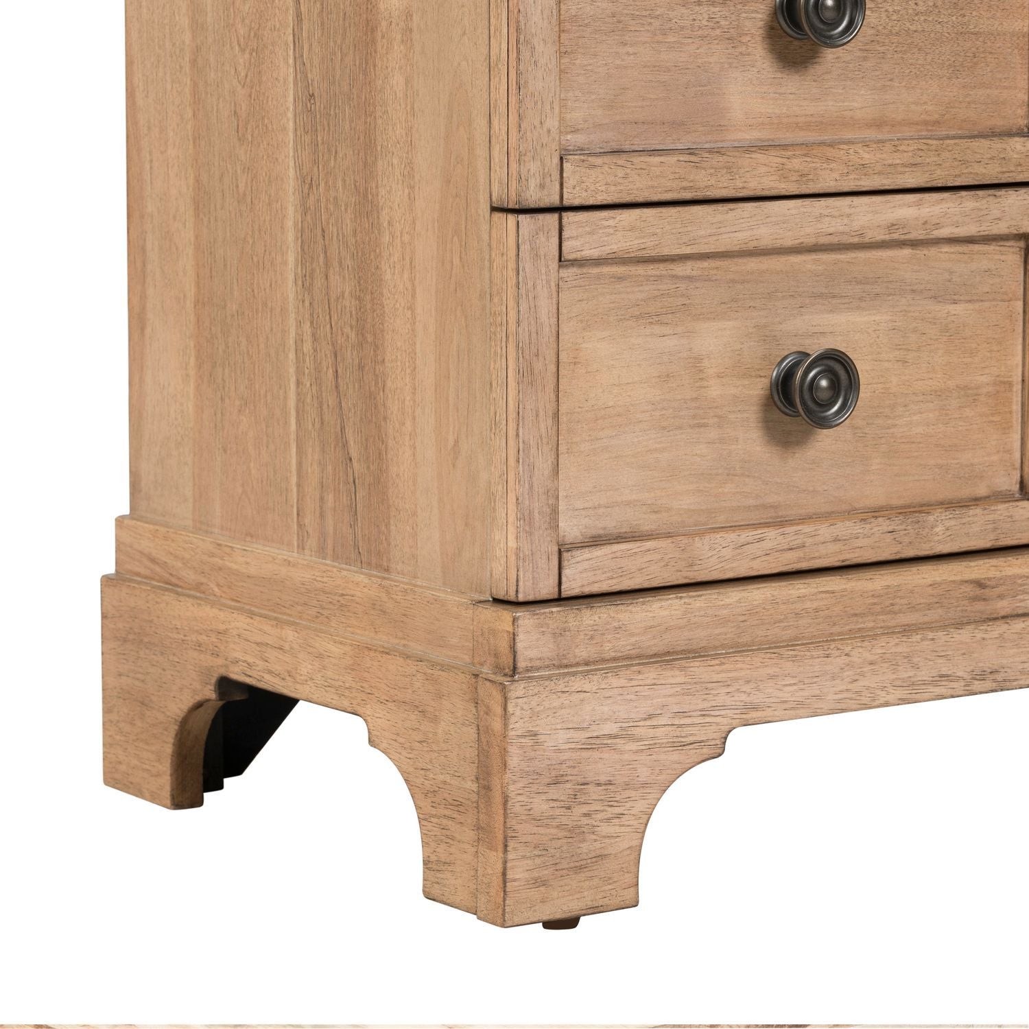 Bedside Chest With Beige product Features Brass Knob Hardware Metal Side Guides (45mm) Premium Felt