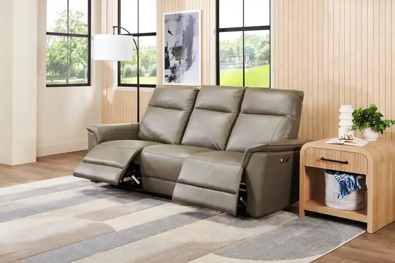 Chateau dAx Angelo 84.25 Genuine Leather Power Reclining Sofa with Power Headrests