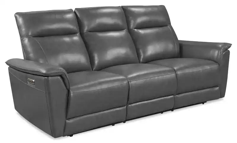 Chateau dAx Angelo 84.25 Genuine Leather Power Reclining Sofa with Power Headrests