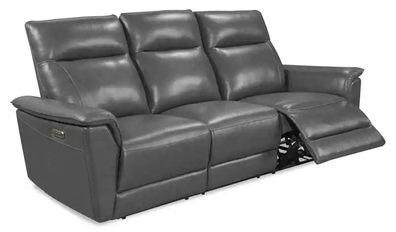 Chateau dAx Angelo 84.25 Genuine Leather Power Reclining Sofa with Power Headrests