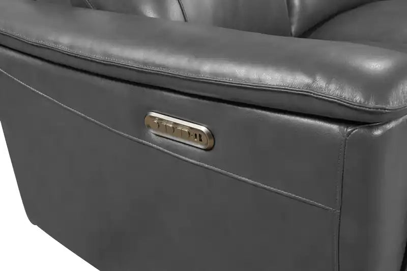 Chateau dAx Angelo 84.25 Genuine Leather Power Reclining Sofa with Power Headrests