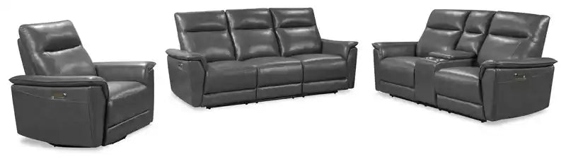 Chateau dAx Angelo 84.25 Genuine Leather Power Reclining Sofa with Power Headrests