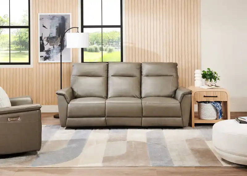 Chateau dAx Angelo 84.25 Genuine Leather Power Reclining Sofa with Power Headrests
