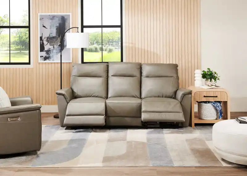 Chateau dAx Angelo 84.25 Genuine Leather Power Reclining Sofa with Power Headrests