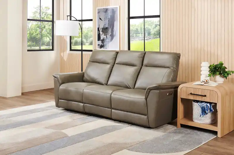 Chateau dAx Angelo 84.25 Genuine Leather Power Reclining Sofa with Power Headrests