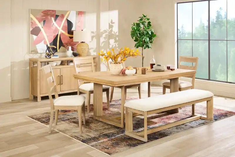 Aspen Dining Bench with Fabric Seat, 64.25W