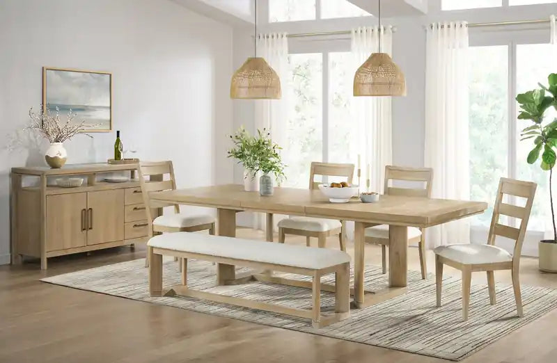 Aspen Dining Bench with Fabric Seat, 64.25W