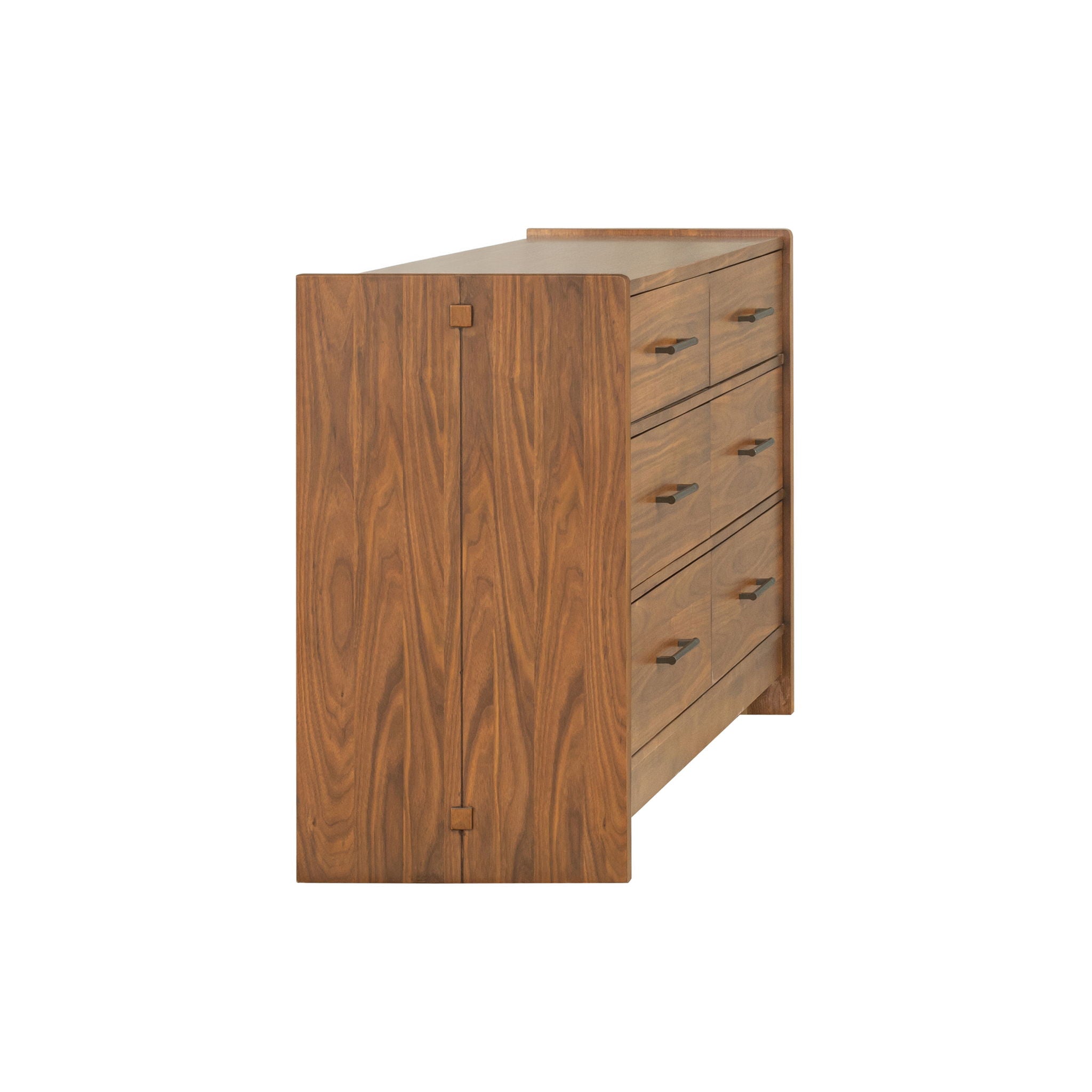 Dresser Walnut product Features An architectural, transitional style with eye-catching mixed