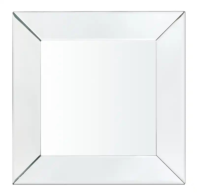 Berni 18 Glam Mirror & Glass Top End Table with Shelf - Silver Metal with Diamond Look Legs