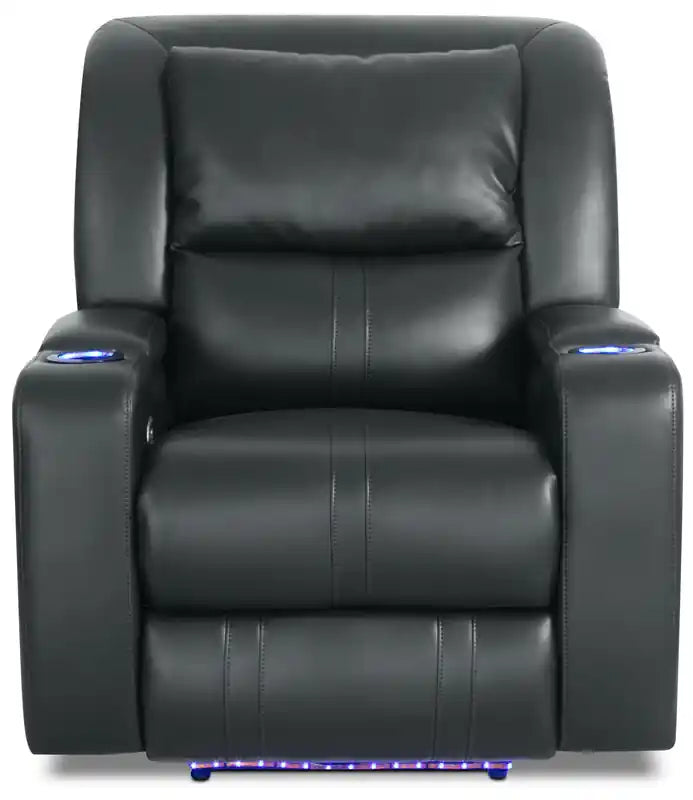 Cato 36.50 Leather-Look Fabric Power Reclining Chair with Power Headrest and Dual Cupholders