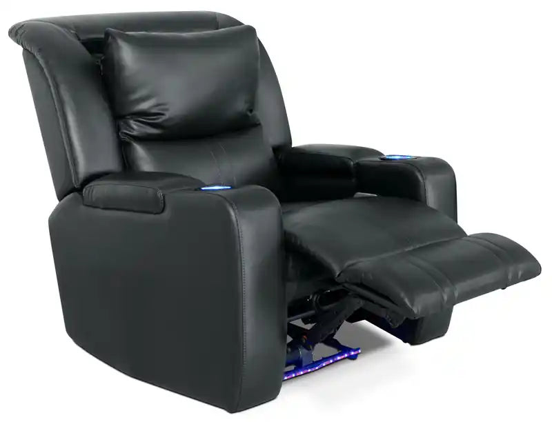 Cato 36.50 Leather-Look Fabric Power Reclining Chair with Power Headrest and Dual Cupholders