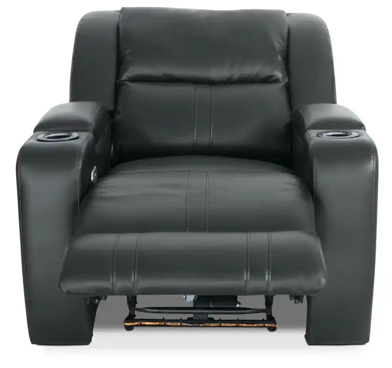 Cato 36.50 Leather-Look Fabric Power Reclining Chair with Power Headrest and Dual Cupholders