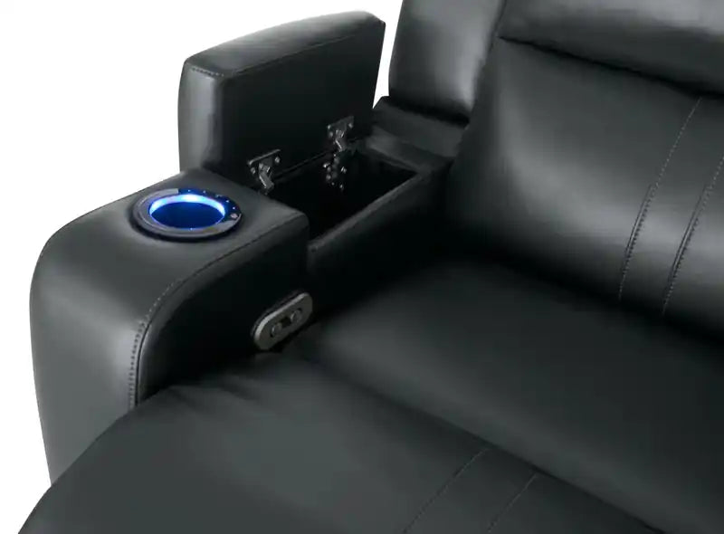 Cato 36.50 Leather-Look Fabric Power Reclining Chair with Power Headrest and Dual Cupholders