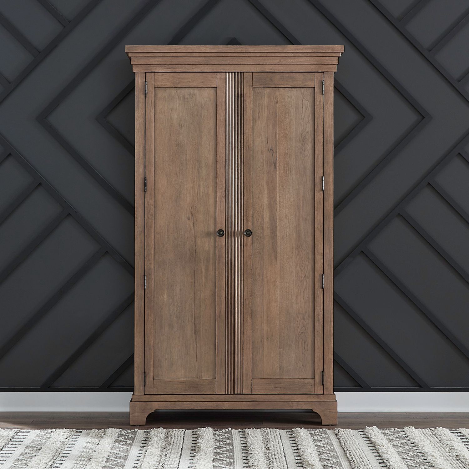 Armoire Beige product Features Brass Knob Hardware Metal Side Guides (45mm) Reeded Center