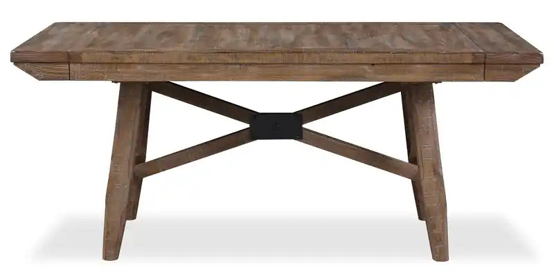 Cedar 6pc Dining Set with Table, Bench & 4 Chairs, Pine Wood, Trestle-Base, 72.07W