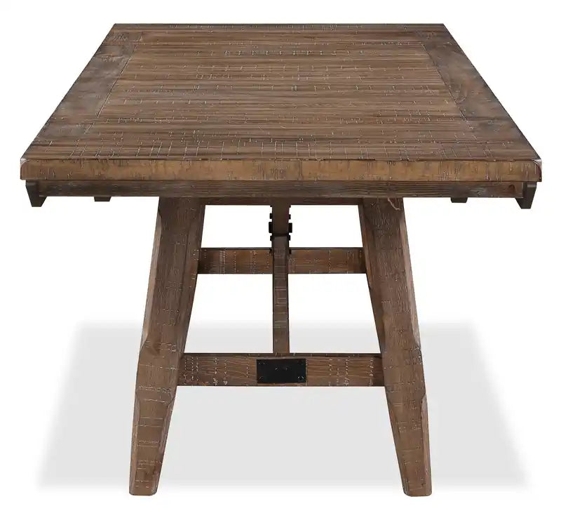 Cedar 6pc Dining Set with Table, Bench & 4 Chairs, Pine Wood, Trestle-Base, 72.07W