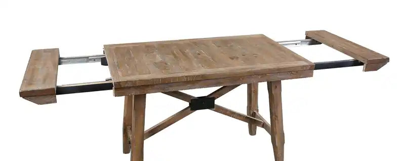 Cedar 6pc Dining Set with Table, Bench & 4 Chairs, Pine Wood, Trestle-Base, 72.07W
