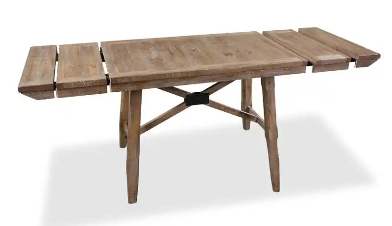 Cedar 6pc Dining Set with Table, Bench & 4 Chairs, Pine Wood, Trestle-Base, 72.07W