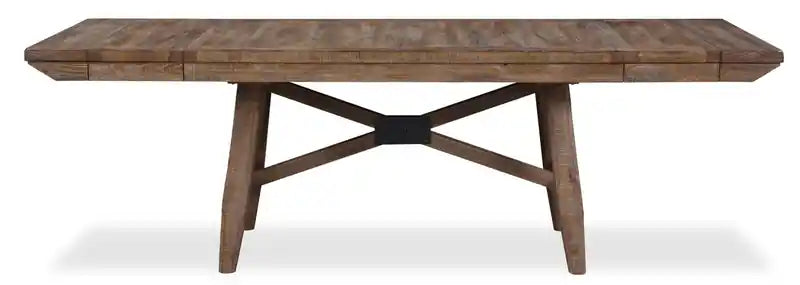 Cedar 6pc Dining Set with Table, Bench & 4 Chairs, Pine Wood, Trestle-Base, 72.07W