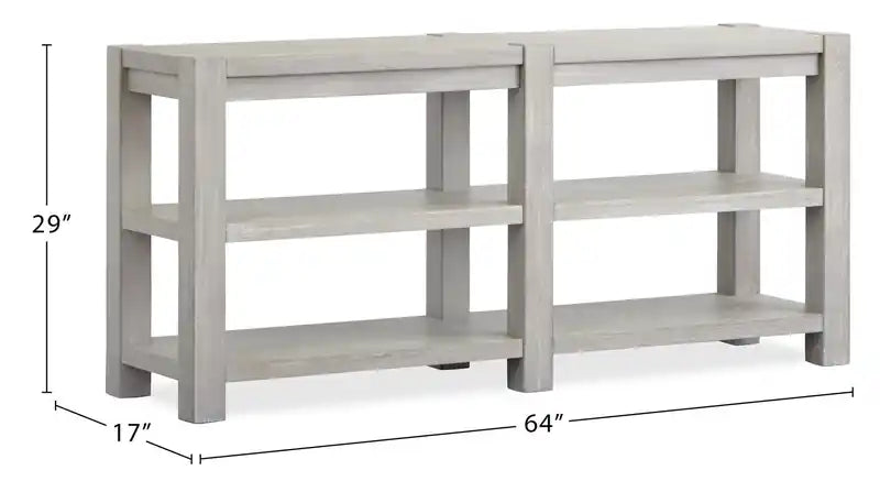 Clifford 64 Contemporary Solid Wood Sofa Table with Shelves - Calico Grey