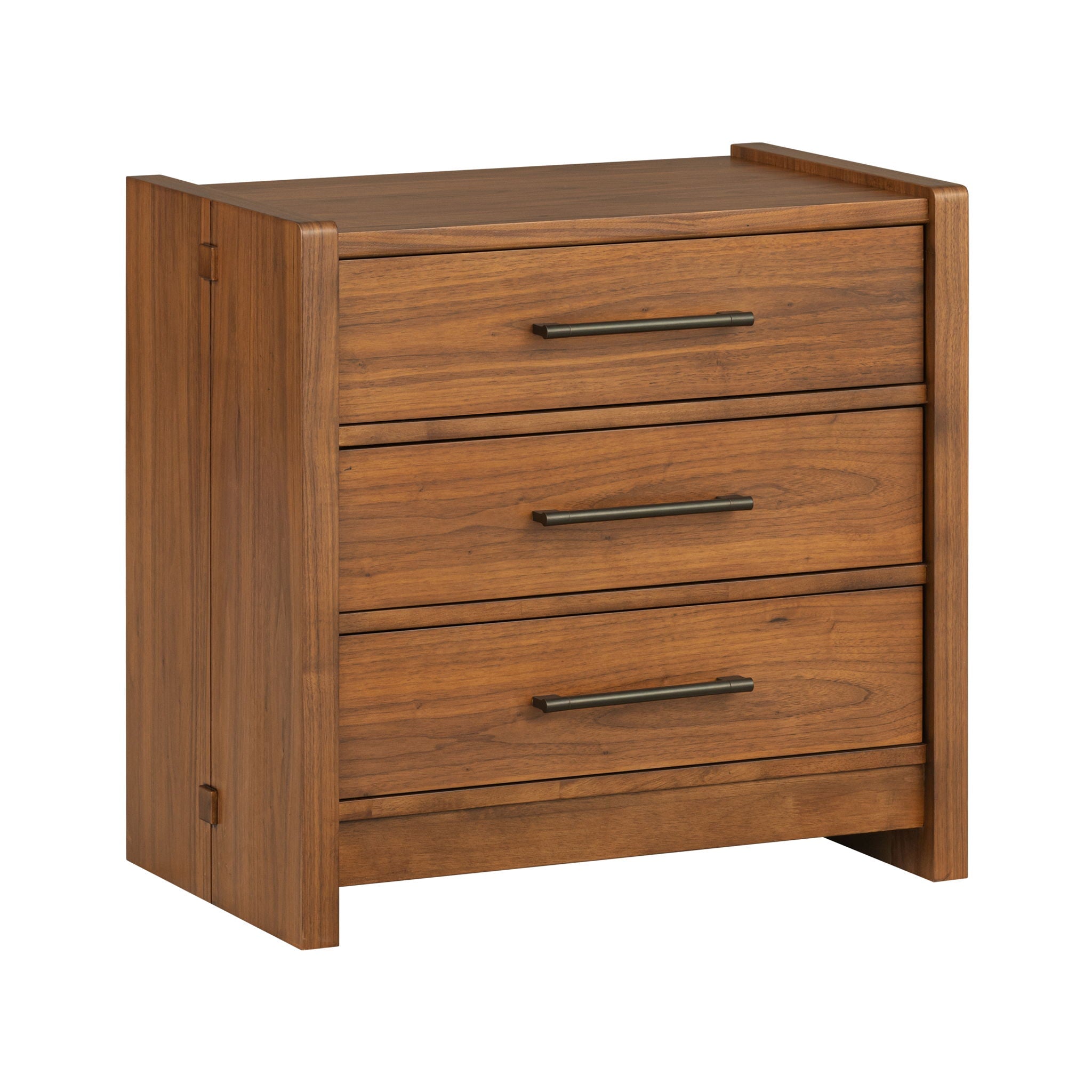 Nightstands d Walnut product Features An architectural, transitional style with eye catching mixed
