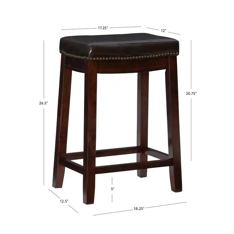 Claridge Faux Leather Backless Counter-Height Stool