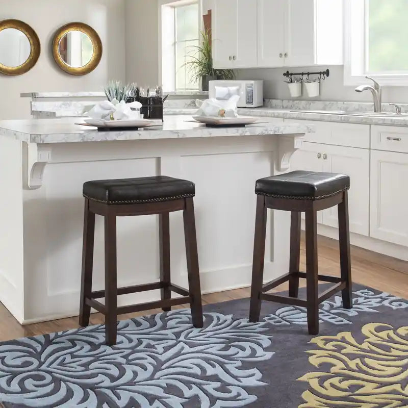 Claridge Faux Leather Backless Counter-Height Stool